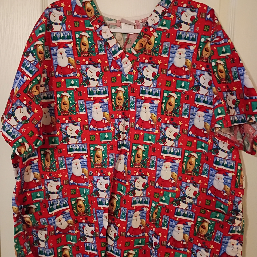 Peaches Uniforms Red Holiday Scrub Top